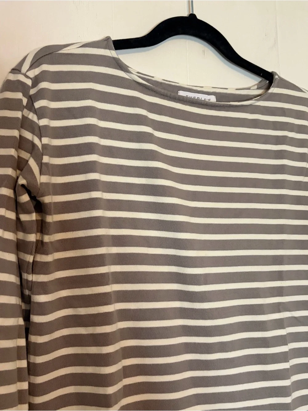Everlane Women’s Gray & bone Striped 3/4 Sleeve Tee